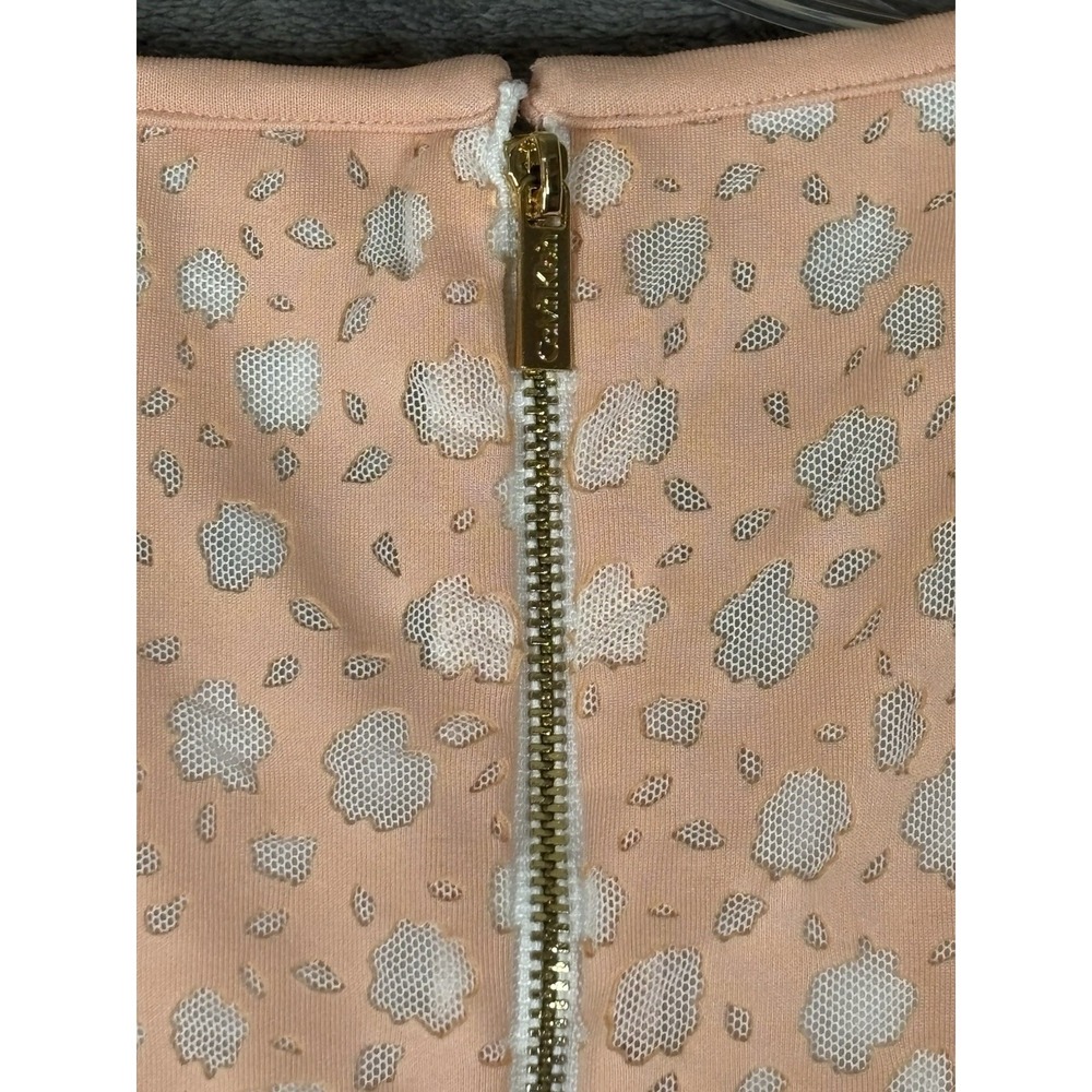 Calvin Klein Nectar Peach floral perforated fit-and-flare dress Women's Size 12 - Picture 5 of 6